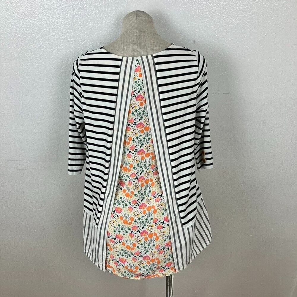 Matilda Jane Joanna Gaines Tunic Harvest Days Size M Stripe Floral 3/4 Boho